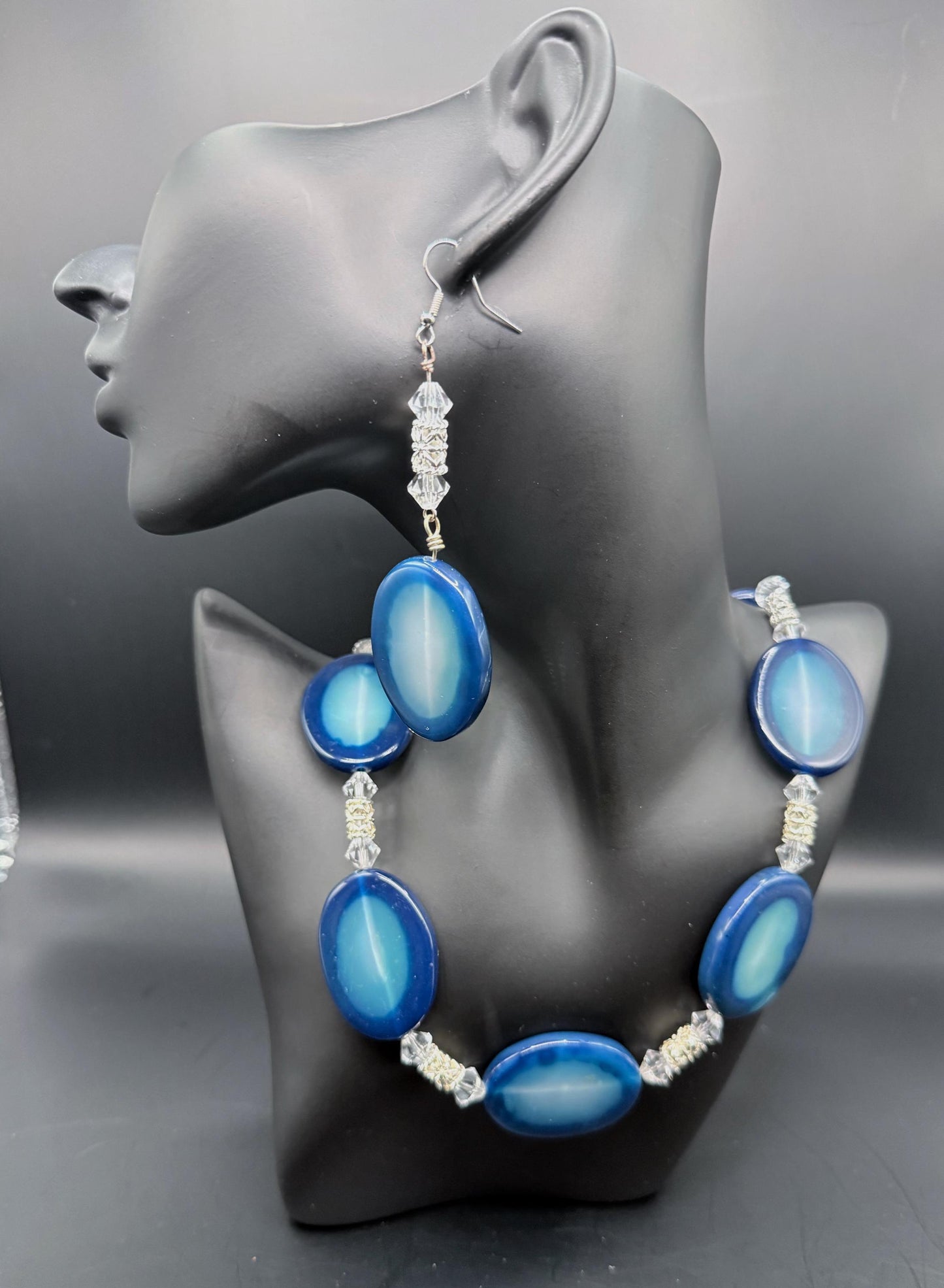 Handcrafted Jewelry Fire Blue Agate Oval Beads